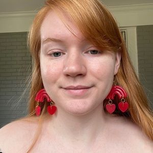 Red Rainbow Heart Earrings